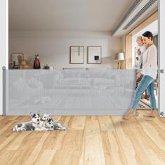 Imagem de Portão de bebê retrátil TANOSHII 198cm extra largo 86cm de altura cinz