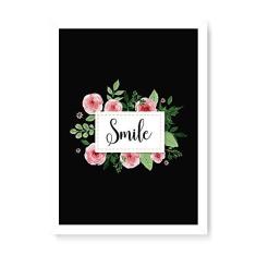 Imagem de Arte Maníacos Quadro Decorativo Smile Flores - 23x16,25cm (Moldura caixa em laca )