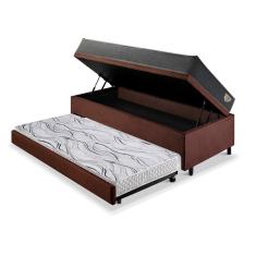 Imagem de Bicama Box Baú Solteirão Com Colchão Adapto Molas Ensacadas Ecoflex Suede Marrom 96X203