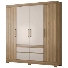 Imagem de Guarda Roupa Casal 4 Portas 4 Gavetas Bilbão D02 Amendola/Off White - Mpozenato