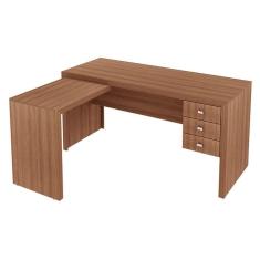 Imagem de Mesa De Escritorio Me4106 C 3 Gavetas Amendoa Tecno Mobili