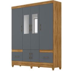 Imagem de Guarda Roupa Ms912 165cm 6 Portas Freijó Cinza Com Espelho Moval