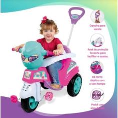Imagem de Triciclo Para Passeio Infantil Baby City Menina Com Empurrador - Rosa