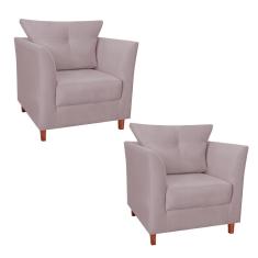 Imagem de Kit 02 Poltrona Cadeira Sofá Decorativa Isis Sala Estar Salão Beleza Suede Rosê - LM DECOR