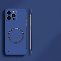 Imagem de Capa de telefone magnética sem moldura ultrafina e rígida para PC para iPhone 15 14 Pro Max 13 12 Mini 11 Pro Max Capa sólida de cor fosca, azul escuro, para iPhone 12 ProMax