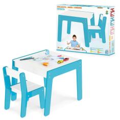 Imagem de Brinquedo Conjunto Mesa E Cadeira Infantil Azul - 991