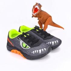 Imagem de Tênis Infantil Masculino Kidy Mais Preto E Neon Dinossauro