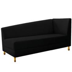 Imagem de Recamier Valéria 185cm Lado Esquerdo Suede Preto - Doce Sonho Móveis