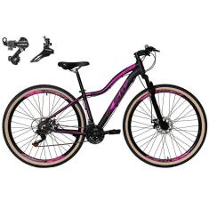 Imagem de Bicicleta Feminina Aro 29 Ksw Mwza Alumínio 24v Câmbios Shimano Freio a Disco Garfo Suspensão - Preto/Rosa