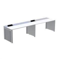 Imagem de Mesa de Plataforma Simples para 2 Pessoas Corporativa 130x792/2p Pscpp130/792/2p Branco/Cinza