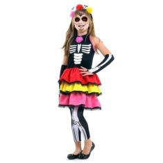 Imagem de Fantasia Caveira Mexicana Colour Infantil - Anjo Fantasias, P