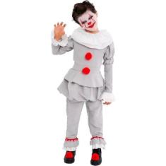 Imagem de Fantasia Halloween Infantil pra Meninos Palhaço Assassino Super Luxo p