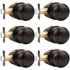 Imagem de Trava de porta de passagem de bronze polido a óleo da Probrico, pacote com 6, Puxador, Door Knob-Style 609, Bronze Knob-609