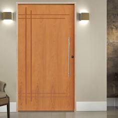 Imagem de Porta Belíssima 9 Padrão Batente Ecológico 14 Fechadura Rolete Puxador Tubo 82 X 210 Direito Natural