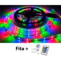 Imagem de Fita LED 2835 RGB Colorida 5m 300 LEDS IP20 + Controle