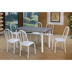 Imagem de Conjunto De Mesa Sara Com 6 Cadeiras  Linho