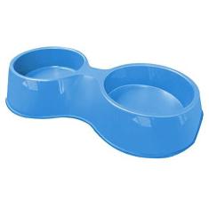 Imagem de Comedouro plástico Pop duplo para cães e gatos Furacão Pet n3 - 2.000 ml (azul)