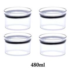 Imagem de 4 Potes Herméticos Redondo Empilháveis 480ml para armazenamento de ali