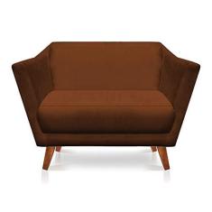 Imagem de Namoradeira 2 Lugares Pérsia Suede Terracota Pés Chanfrado Castanho - Pallazio