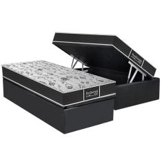 Imagem de Cama Box Baú Solteiro: Colchão Molas Probel Prolastic ProDormir Sleep + Base CRC Suede Gray(88x188)