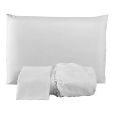 Imagem de Jogo De Lençol Percal 180 Fios Casal Queen 3 Peças Branco - Confecções