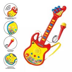 Imagem de Brinquedo Infantil Guitarra Musical Com Microfone Ritmos Sons e Luzes