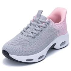 Imagem de MAYKX Tênis feminino Air Slip on para caminhada, mãos livres, confortável, tênis de corrida, academia, atlético, treino, corrida EUA 6-11, Cinza, rosa, 38