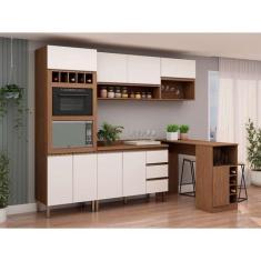 Imagem de Cozinha Compacta com Tampo e Bancada Lotus 9 PT 3 GV Ébano e Off White