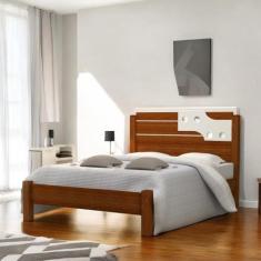 Imagem de Cama Casal Com Aplique Espelho Colônia Cinamomo E Off - Mobiliar Home