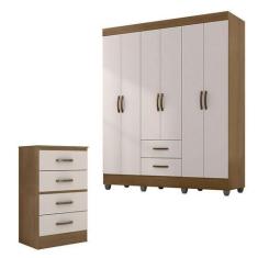 Imagem de Guarda Roupa Casal 6 Portas E Cômoda 4 Gavetas Lite Nature Off White