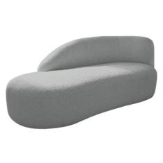 Imagem de Divã Recamier Curvo Luna 185cm Lado Esquerdo Bouclé Cinza - Amarena Mó