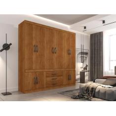 Imagem de Guarda Roupa Roupeiro New Parma 10 Portas 3 Gavetas S/ Espelho Cinamom