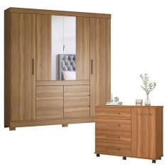 Imagem de Cômoda Flora e Guarda Roupa Casal Cádis Amêndola Touch - Demóbile
