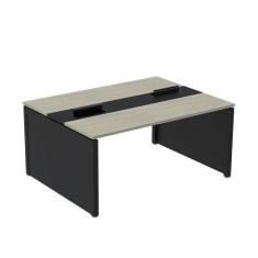 Imagem de Mesa de Plataforma Dupla para 2 Pessoas Corporativa 150x120/2p Nogueira Casablanca/Preto