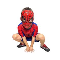 Imagem de Fantasia Infantil Homem Aranha Curto C Máscara Plástico - Compra Certa
