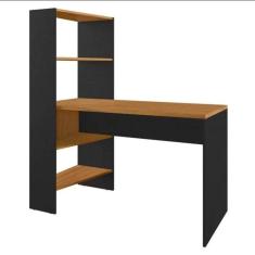 Imagem de Escrivaninha Office Com Estante Integrada Nt2105 Notável Preto Tx- Freijó Trend