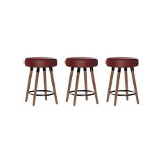 Imagem de Kit 3 Bancos Moderno Pé Palito Roma Slim Romã 50cm