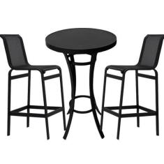 Imagem de Jogo Mesa Bistrô com 2 Banquetas de Alumínio Tela Sling Área Externa G