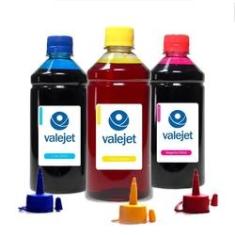 Imagem de Kit 3 Tintas para Epson L495 EcoTank Cyan Yellow Magenta 500ml Corante Valejet