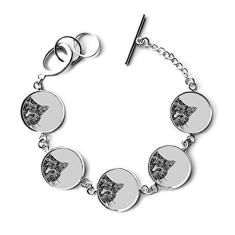 Imagem de DIYthinker Pulseira de gato preta com desenho de linha e pulseira de animal