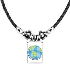 Imagem de DIYthinker Colar Universo e Terra Alienígena Joias Torque Pingente de corda de couro