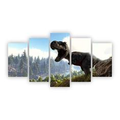 Imagem de Quadro Dinossauro T Rex Decorativo Paisagem Em Tela Canvas