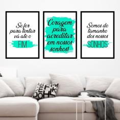 Imagem de Kit 3 Quadros Coragem para Acreditar  45x34cm