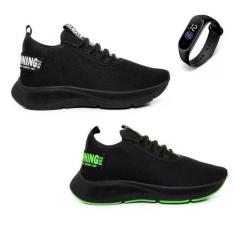 Imagem de Combo 2 Pares Tênis Masculino Para Academia Caminhada Esportivo + Reló