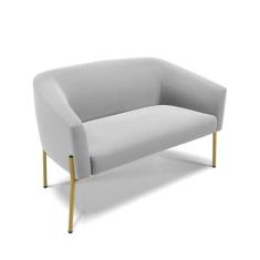 Imagem de Sofá Namoradeira 2 Lugares Pé de Ferro Dourado Stella Suede D03 - D'Rossi