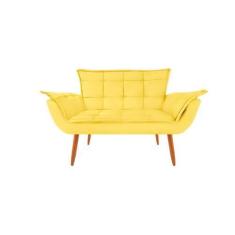 Imagem de Namoradeira Opala Decorativa 2 Lugares Suede Amarelo - Maitê Moda Casa