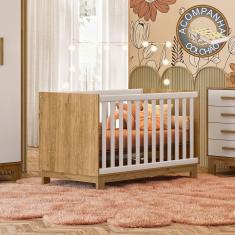 Imagem de Berço Mini Cama Qencanto Slim 4315 Qmovi Freijó Branco Acetinado + Colchão Gazin