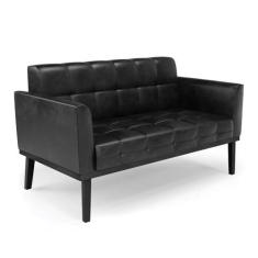 Imagem de Sofá Namoradeira 2 Lugares Base de Madeira Preto Elisa Corano D03 - D'Rossi