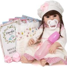 Imagem de Boneca Bebê Reborn Recém Nascida Com Acessórios Pode Banho - Cegonha R