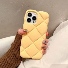 Imagem de Candy Color Soft Silicone Retro Big Rhombus 3D Case para iPhone 11 12 13 14 Pro Max 14 Plus Luxo Diamond Lattice Phone Cover, amarelo, para iPhone 12Pro Max